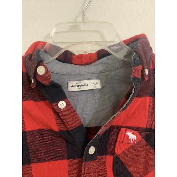 Abercrombie Kids, Red Plaid Button Up , Size 15/16 - Picture 3 of 5